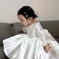 Cute Ball Gown Satin With Long Sleeves Flower Girl Dress C6092