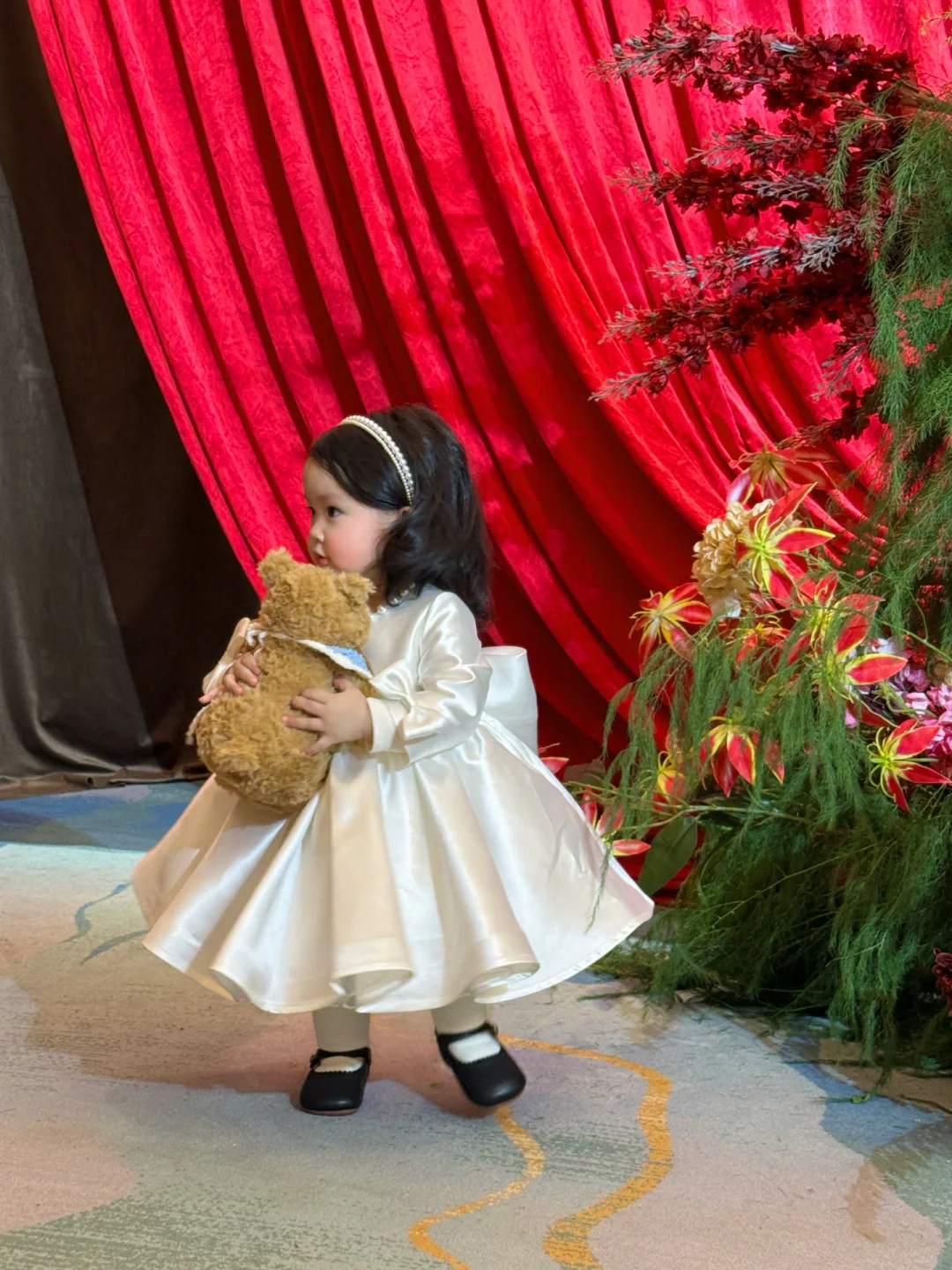 Cute Ball Gown Satin With Long Sleeves Flower Girl Dress C6092