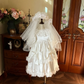 Vintage Princess A Line Tiered Satin Lace With Short Sleeves Flower Girl Dress C6093