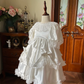 Vintage Princess A Line Tiered Satin Lace With Short Sleeves Flower Girl Dress C6093