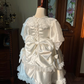Vintage Princess A Line Tiered Satin Lace With Short Sleeves Flower Girl Dress C6093
