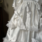 Vintage Princess A Line Tiered Satin Lace With Short Sleeves Flower Girl Dress C6093