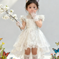 Pretty Ball Gown High Neck Tulle Lace Flower Girl Dress C6095