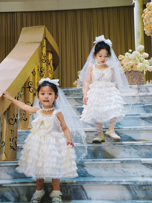 Sweet A Line Tiered Tulle Flower Girl Dress C6098