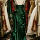 Formal Mermaid Beaded Straps Satin Pleated Long Prom Dress, Evening Dress C6101