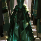 Gorgeous Ball Gown Dark Green Sweetheart Satin Sequin Long Prom Dress, Evening Dress C6104