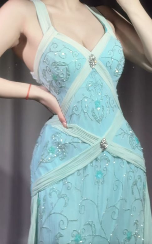 Gorgeous Mermaid Sweetheart Chiffon Sequin Beaded Long Prom Dress, Evening Dress C6113