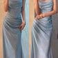 Shiny Mermaid Spaghetti Straps Pleated Satin Sequin Long Prom Dress, Evening Dress C6114