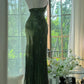 Sexy Mermaid Halter Dark Green Chiffon Sequin Long Prom Dress, Evening Dress C6115