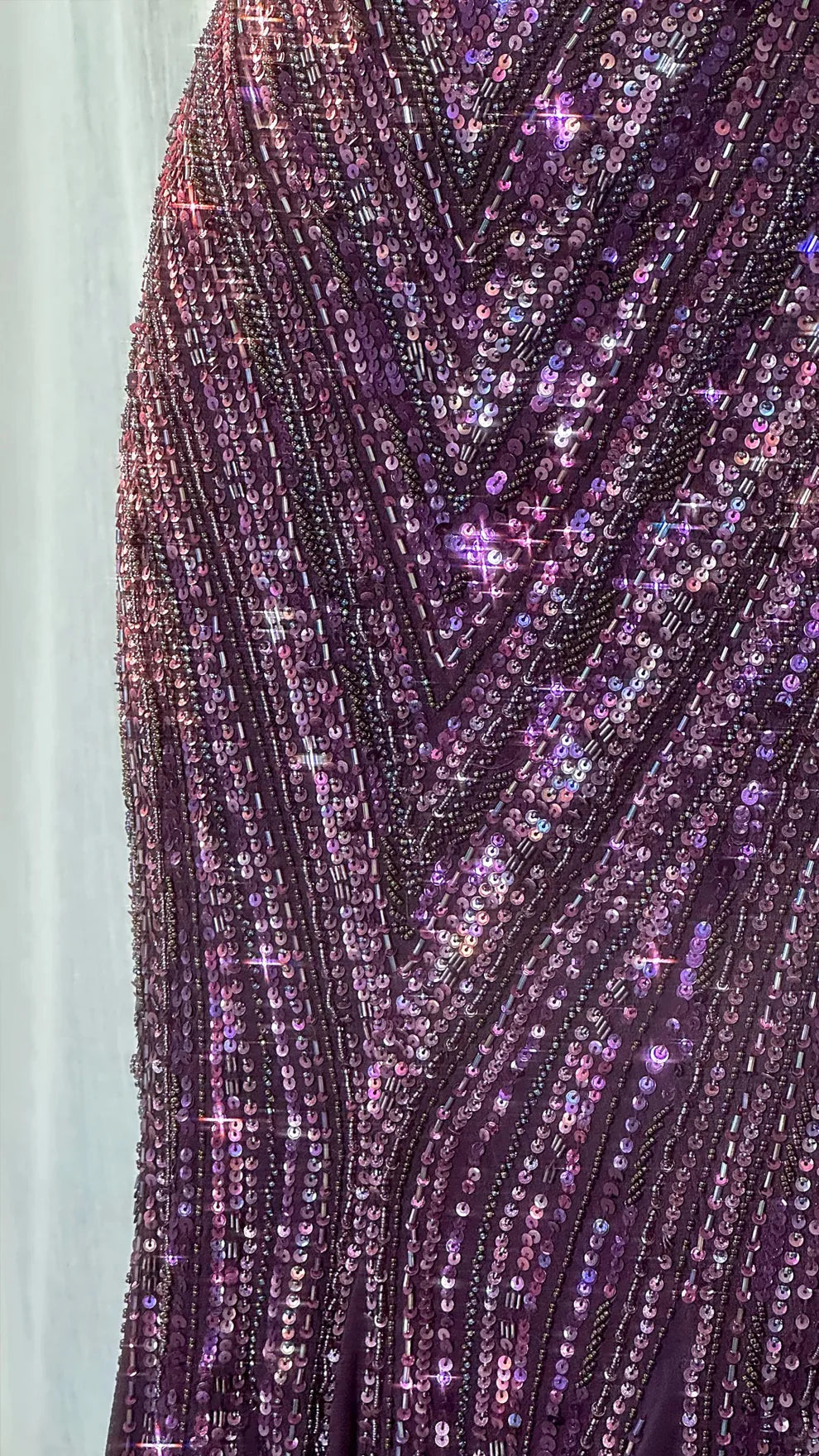 Grape Mermaid Spaghetti Straps Chiffon Sequin Long Prom Dress, Evening Dress C6117