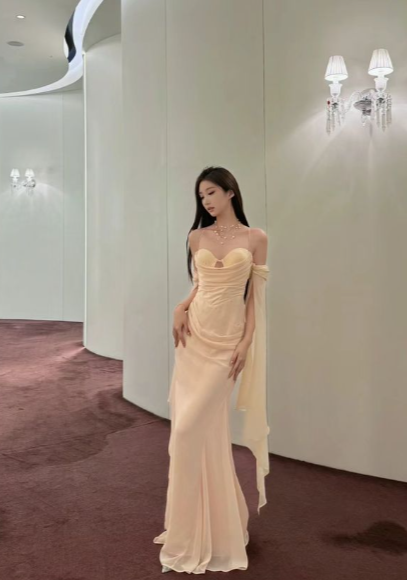 Princess Mermaid Off The Shoulder Chiffon Long Prom Dress, Evening Dress C6123