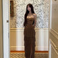Pretty Brown A Line Sweetheart Chiffon Tiered Slit Long Prom Dress, Evening Dress C6130