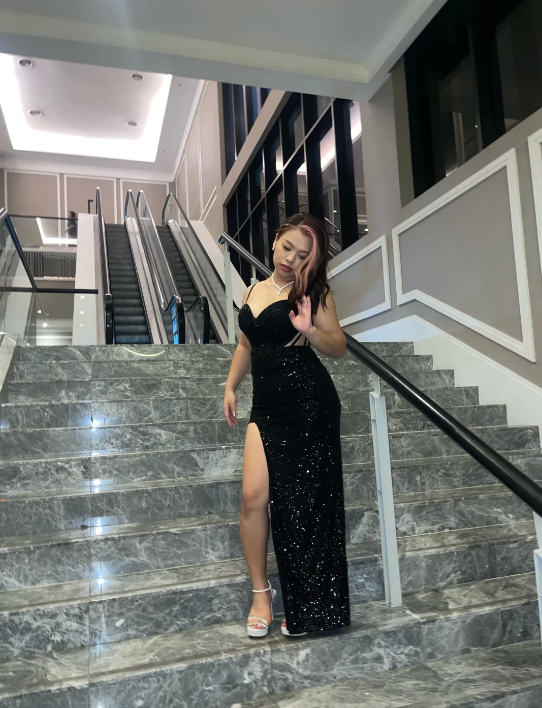 Sexy Shiny Mermaid Spaghetti Straps Sequin Slit Long Prom Dress, Evening Dress C6138