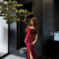 Elegant Pretty Mermaid Off The Shoulder Burgundy Satin Slit Long Prom Dress, Evening Dress C6139