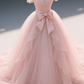 Soft Pink Ball Gown Off The Shoulder Tulle Long Prom Dress, Evening Dress C6148