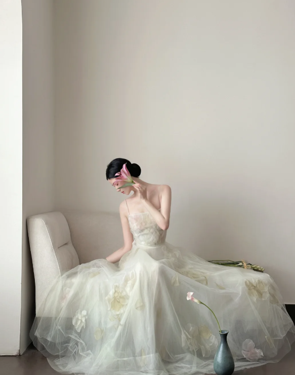 Pretty A Line Spaghetti Straps Tulle Long Prom Dress, Evening Dress C6154