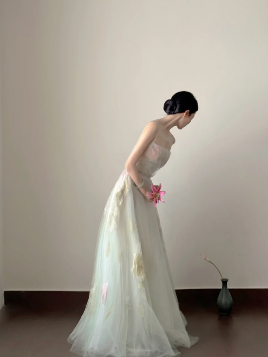 Pretty A Line Spaghetti Straps Tulle Long Prom Dress, Evening Dress C6154