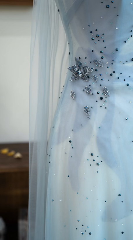 Pretty A Line Spaghetti Straps Tulle Sequin Long Prom Dress, Evening Dress C6156