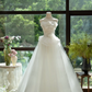 Elegant A Line Strapless Tulle Long Prom Dress, Evening Dress C6157