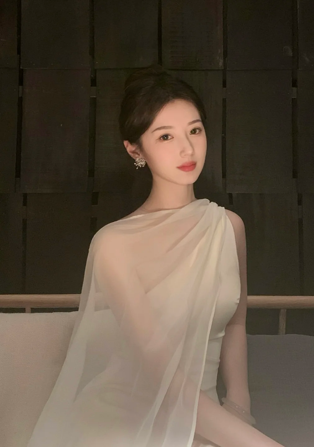 Elegant Mermaid One Shoulder Satin Chiffon Long Prom Dress, Evening Dress C6161