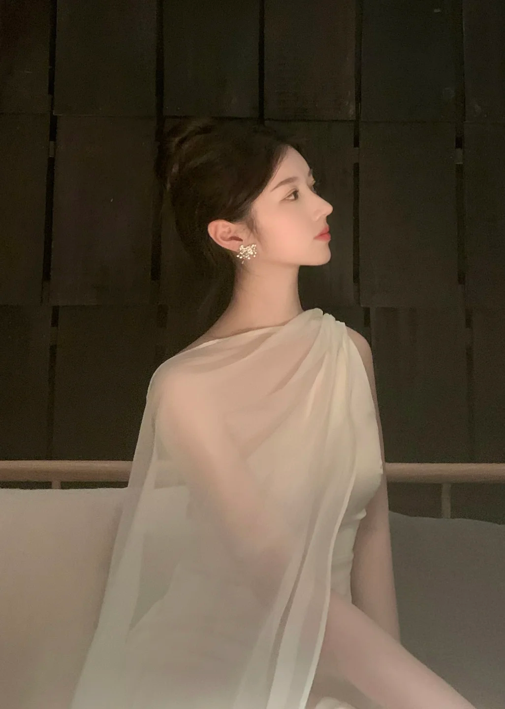 Elegant Mermaid One Shoulder Satin Chiffon Long Prom Dress, Evening Dress C6161