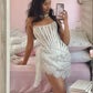 Vintage Sheath Strapless Short Lace Homecoming Dresses 18th Birthday Dress C616