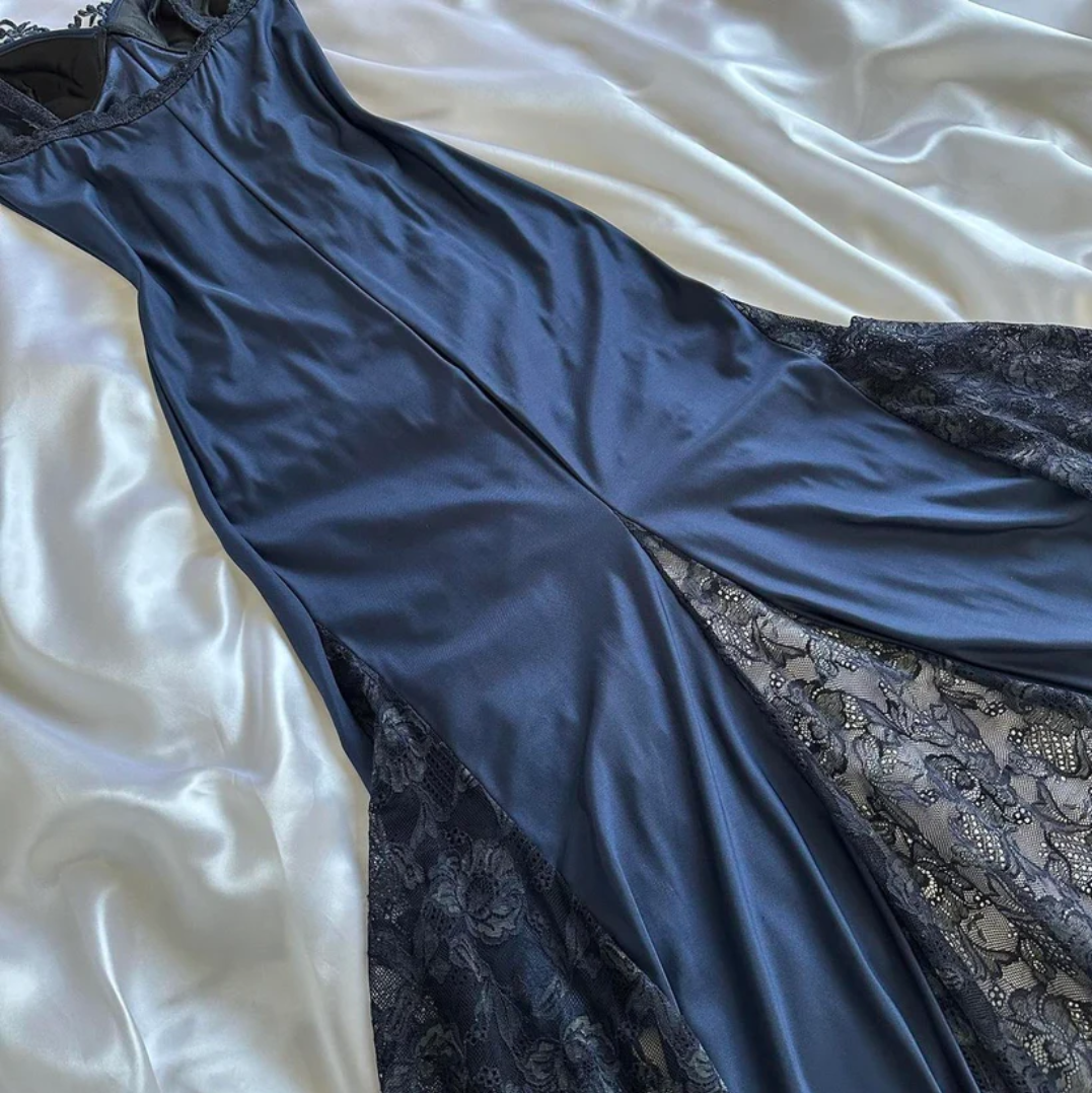 Sexy Mermaid Spaghetti Straps Lace Prom Dress Party Dress C617