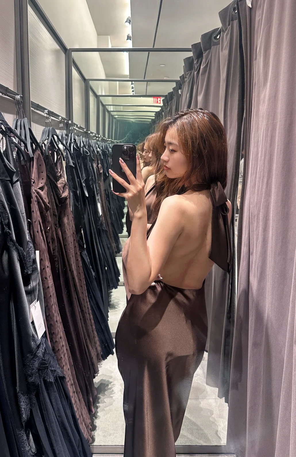 Sexy Mermaid Halter Brown Satin Long Prom Dress, Evening Dress C6170