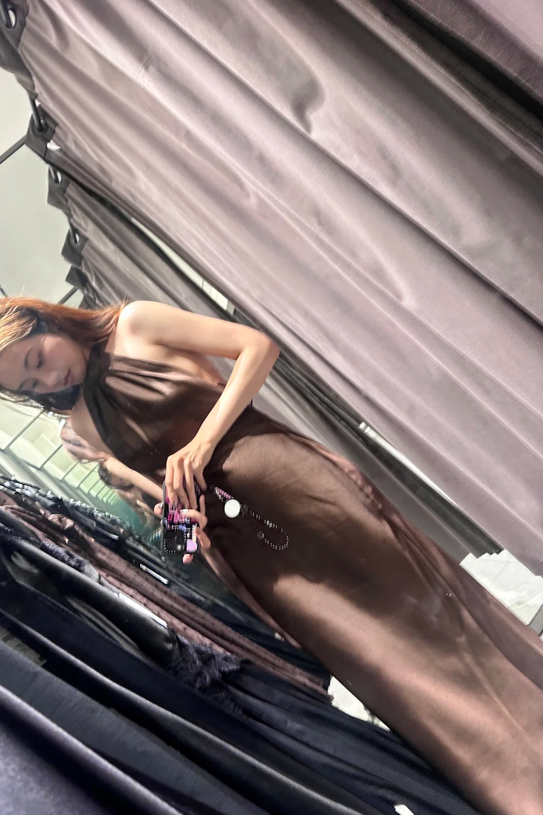 Sexy Mermaid Halter Brown Satin Long Prom Dress, Evening Dress C6170