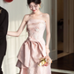 Gorgeous A Line Strapless Satin Lace Long Prom Dress, Evening Dress C6175