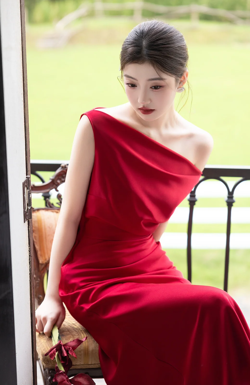 Classy Burgundy Mermaid Off The Shoulder Satin Long Prom Dress, Evening Dress C6176