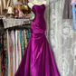 Chic Mermaid One Shoulder Pleated Satin Long Prom Dress, Evening Dress C6183