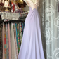 Unique A Line V Neck Spliced Satin Long Prom Dress, Evening Dress C6184