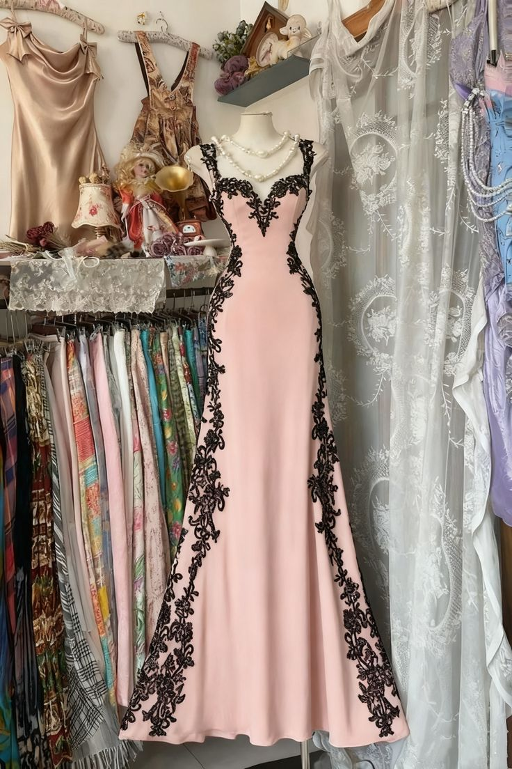 Pretty Mermaid Sweetheart Satin Lace Long Prom Dress, Evening Dress C6185