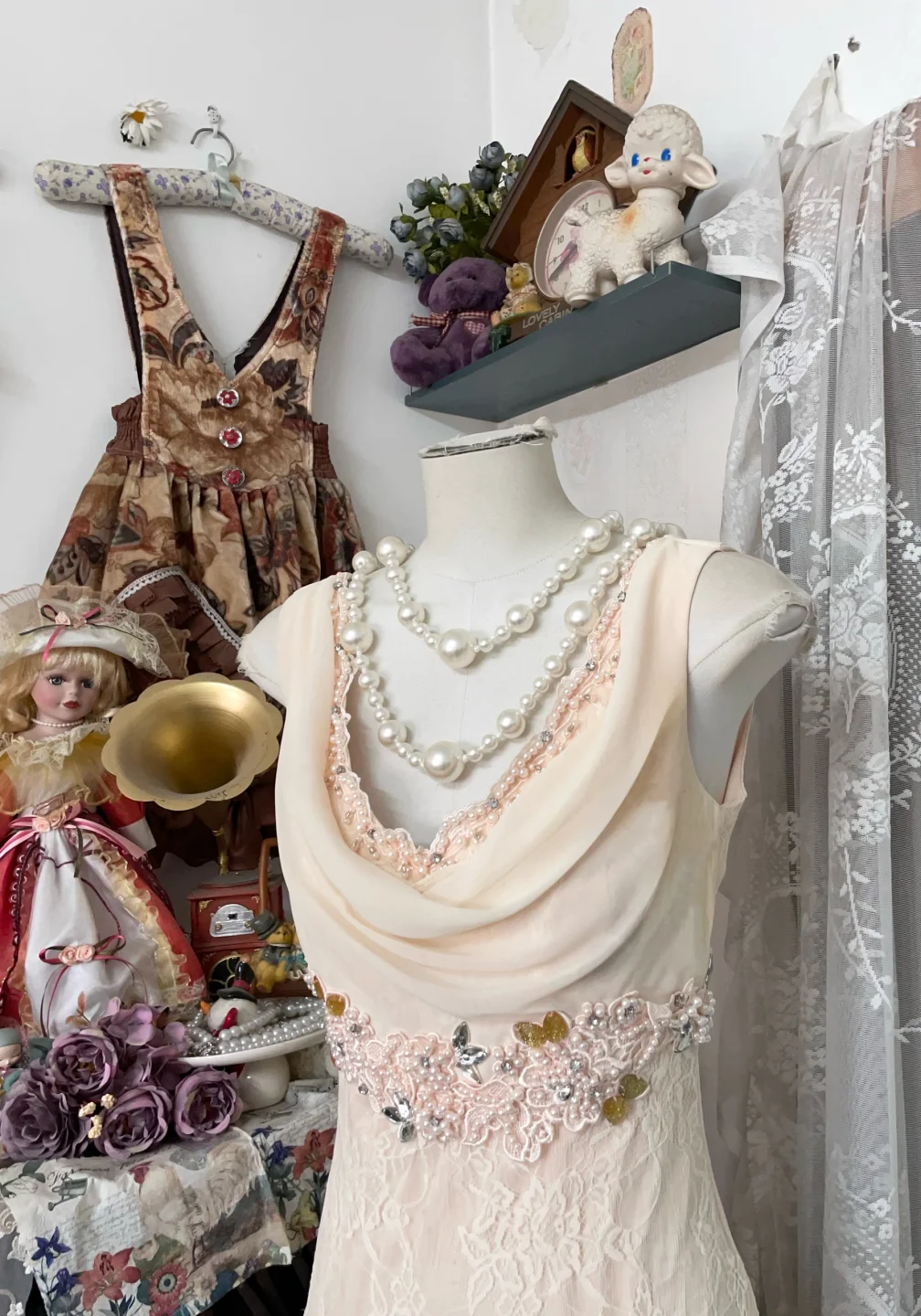 Prety Mermaid Chiffon Lace Backless Long Prom Dress, Evening Dress C6187