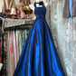 Vintage A Line Spaghetti Straps Satin Long Prom Dress, Evening Dress C6188