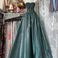 Vintage Strapless A Line Satin Long Prom Dress, Evening Dress C6189