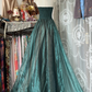 Vintage Strapless A Line Satin Long Prom Dress, Evening Dress C6189
