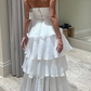 Chic A Line Strapless Tiered Chiffon Long Prom Dress, Evening Dress C6192