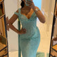 Gorgeous Mermaid Off The Shoulder Sequin Long Prom Dress, Evening Dress C6195