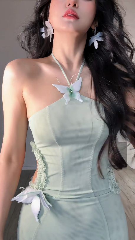 Sexy Chic Mermaid Halter Satin Long Prom Dress, Evening Dress C6199