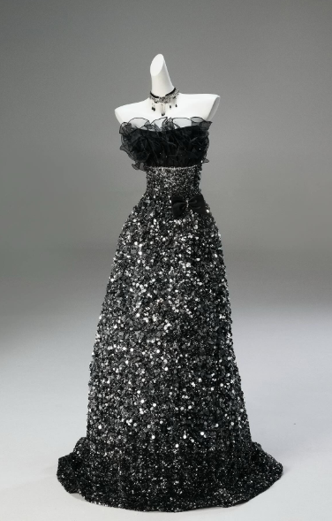 Robe de bal longue à sequins brillants, coupe trapèze, sans bretelles, référence C6207