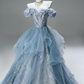Robe de bal longue en tulle à épaules dénudées, robe de soirée C6209