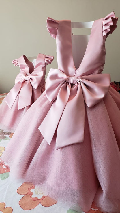 Pretty Cute A Line Satin Tulle Back With Bow Flower Girl Dress C6212