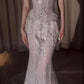 Robe de bal longue sirène glamour en tulle à sequins et perles, décolleté cœur, robe de soirée C6213