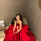 Chic Ball Gown Burgundy Strapless Satin Slit Long Prom Dress, Evening Gown C6218