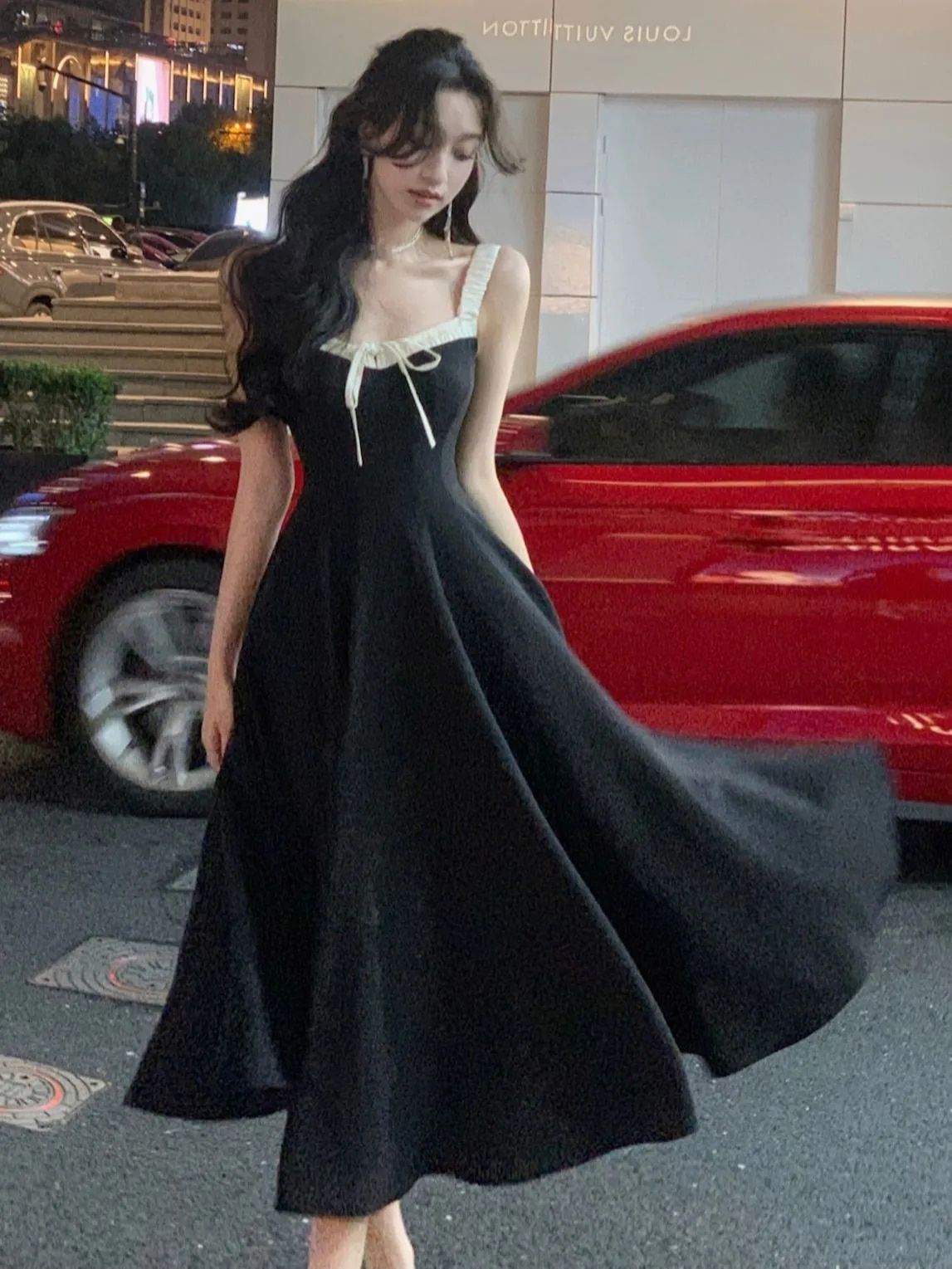 Princess Cute A Line Square Satin Long Prom Dress, Evening Dress C6225