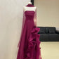 Chic A Line Strapless Tulle Long Prom Dress, Evening Dress C6226