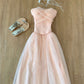 Elegant Soft Pink A Line Strapless Tulle Long Prom Dress, Evening Dress C6228