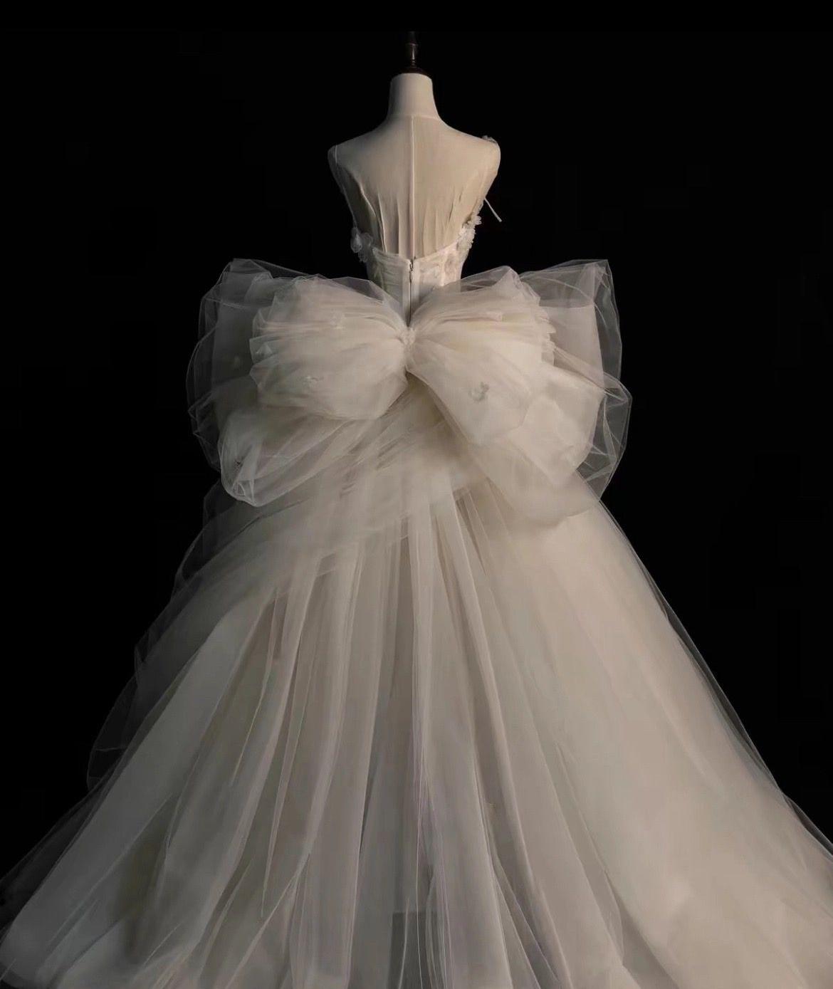 Fairy A Line One Shoulder Tulle Applique Long Prom Dress, Evening Dress C6232